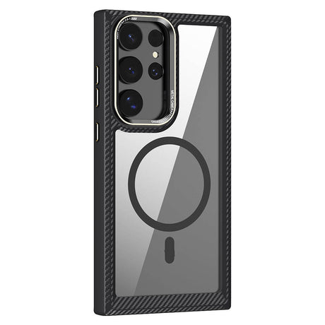 Galaxy S24 Ultra Kılıf M-safe Şarj Özellikli Sert PC Karbon Fiber Kenar Tasarımlı Zore Libero Kapak