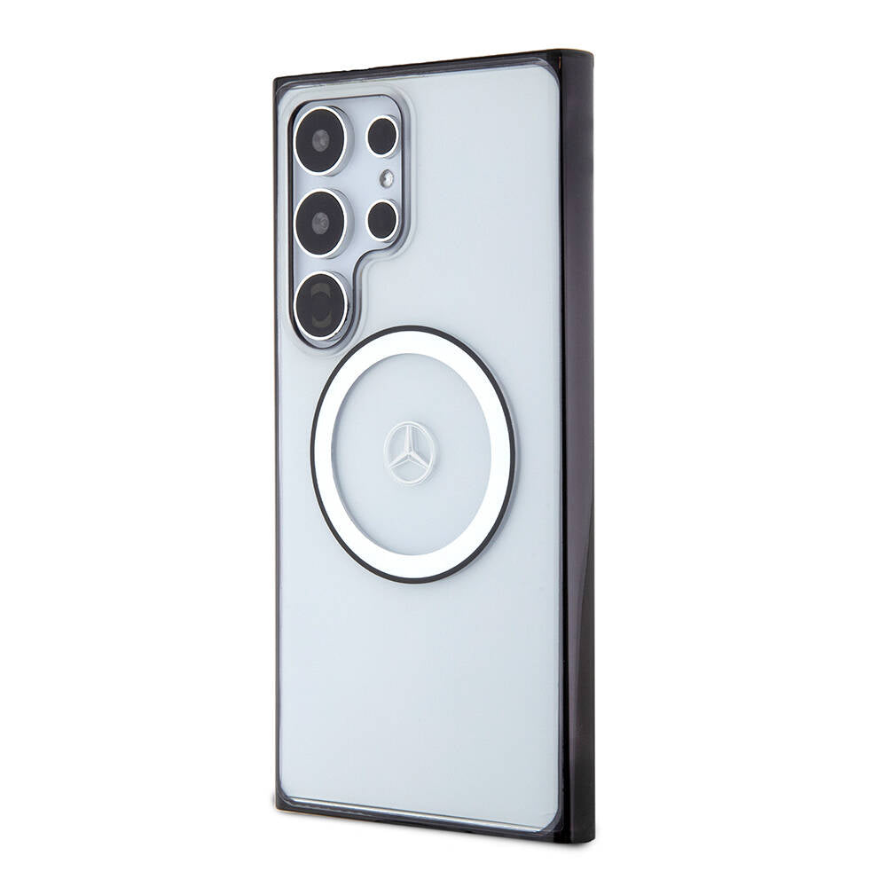 Galaxy S24 Ultra Kılıf Mercedes Benz Orjinal Lisanslı M-safe Şarj Özellikli PC TPU Transparan Black Ring Kapak