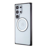 Galaxy S24 Ultra Kılıf Mercedes Benz Orjinal Lisanslı M-safe Şarj Özellikli PC TPU Transparan Black Ring Kapak