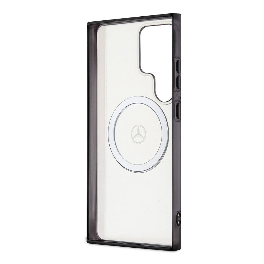 Galaxy S24 Ultra Kılıf Mercedes Benz Orjinal Lisanslı M-safe Şarj Özellikli PC TPU Transparan Black Ring Kapak