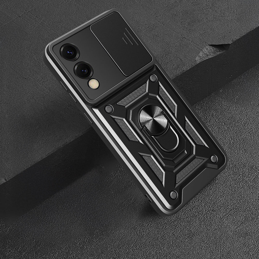 Galaxy S25 Edge Kılıf Magnetik Standlı Kamera Korumalı Zore Sürgülü Vega Kapak