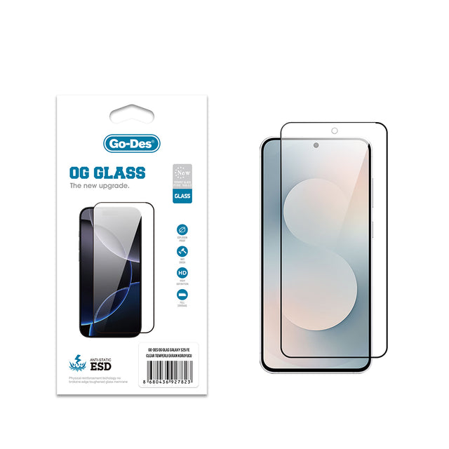 Galaxy S25 FE Go Des OG Glass Antistatik Temperli Cam Ekran Koruyucu