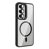 Galaxy S25 FE Kılıf Standlı ve Kamera Lens Hediyeli M-Safe Şarj Özellikli Zore Etro Kapak