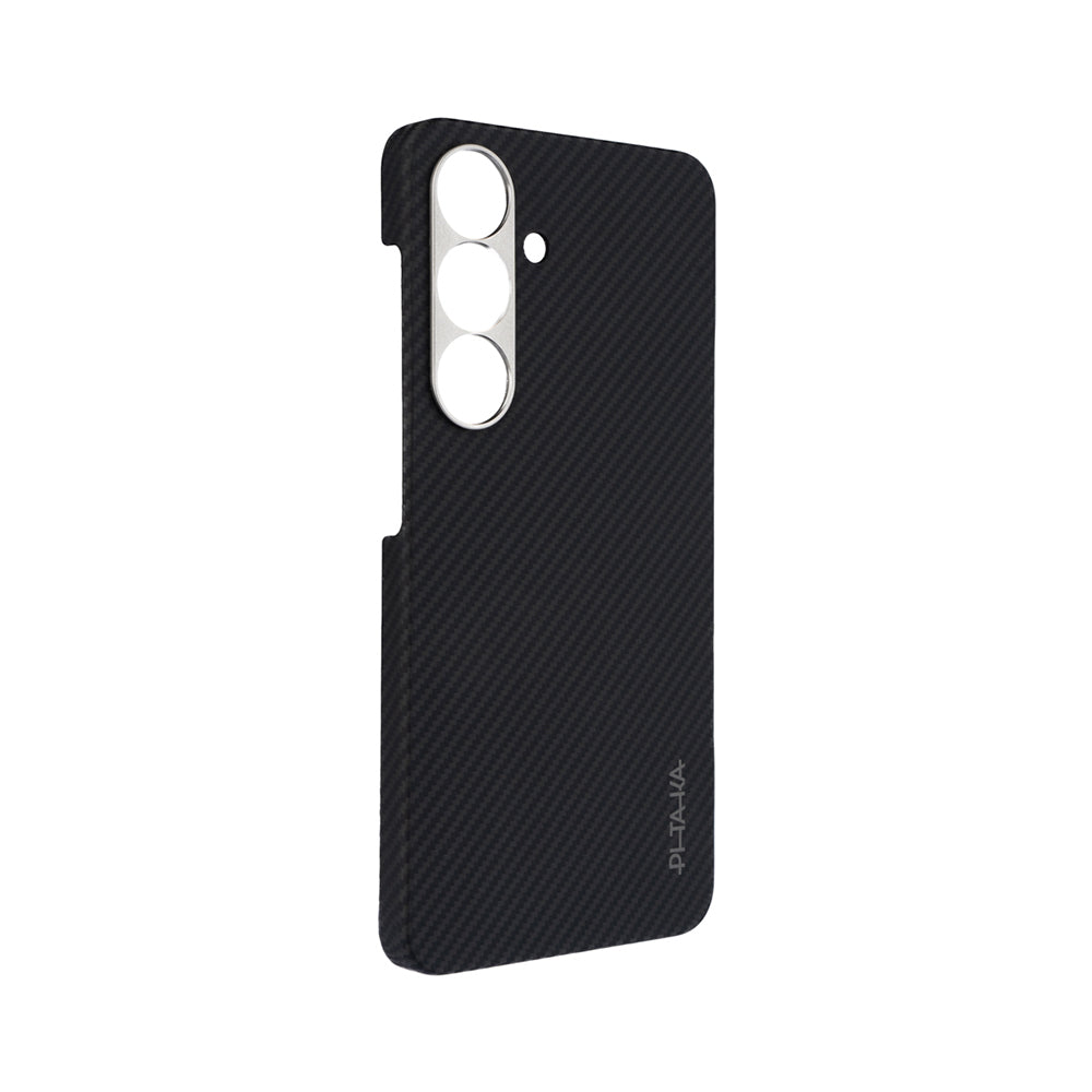 Galaxy S25 Kılıf M-safe Şarj Özellikli 600D Aramid Fiber Pitaka Ultra-Slim Classic Serisi Black-Grey Twill Kapak