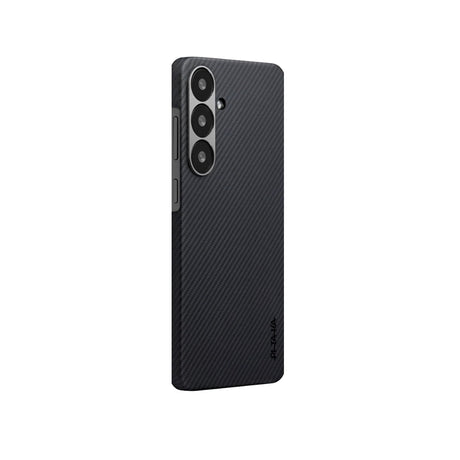 Galaxy S25 Kılıf M-safe Şarj Özellikli 600D Aramid Fiber Pitaka Ultra-Slim Classic Serisi Black-Grey Twill Kapak