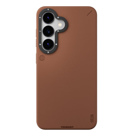 Galaxy S25 Kılıf M-safe Şarj Özellikli Basit Mat Deri Desenli Youngkit Tech Fashion Serisi Kapak