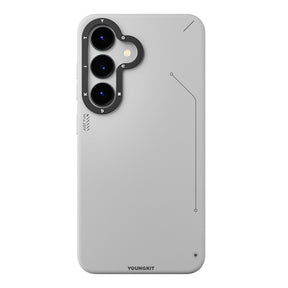 Galaxy S25 Kılıf M-safe Şarj Özellikli Basit Mat Deri Desenli Youngkit Tech Fashion Serisi Kapak