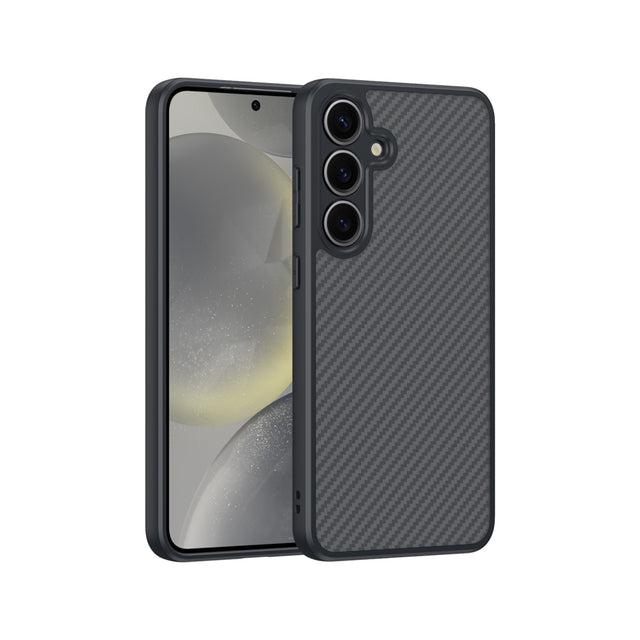 Galaxy S25 Kılıf M-safe Şarj Özellikli Karbon Fiber Tasarımlı Zore Elnino Kapak