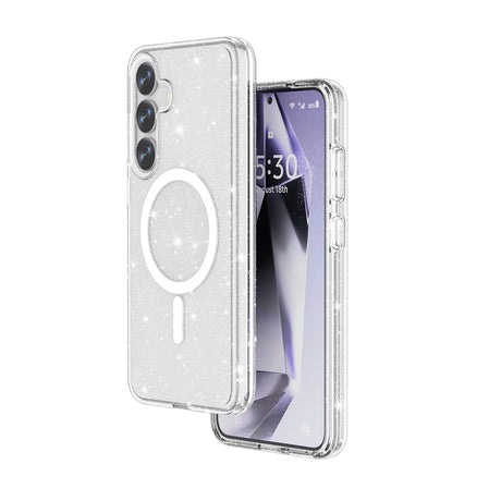 Galaxy S25 Kılıf M-safe Şarj Özellikli Parlayan Simli Saydam Renkli Zore Allstar Kapak