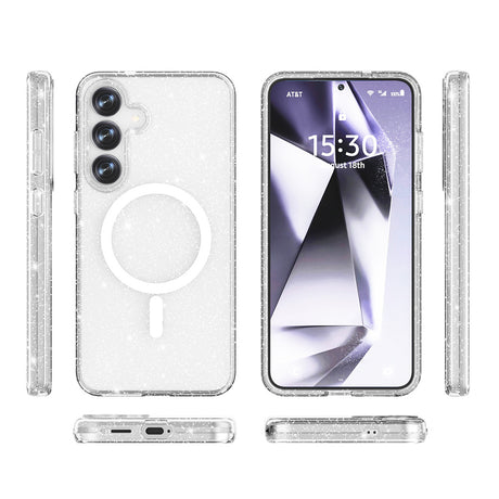 Galaxy S25 Kılıf M-safe Şarj Özellikli Parlayan Simli Saydam Renkli Zore Allstar Kapak