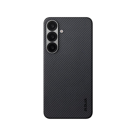 Galaxy S25 Plus Kılıf M-safe Şarj Özellikli 600D Aramid Fiber Pitaka Ultra-Slim Classic Serisi Black-Grey Twill Kapak