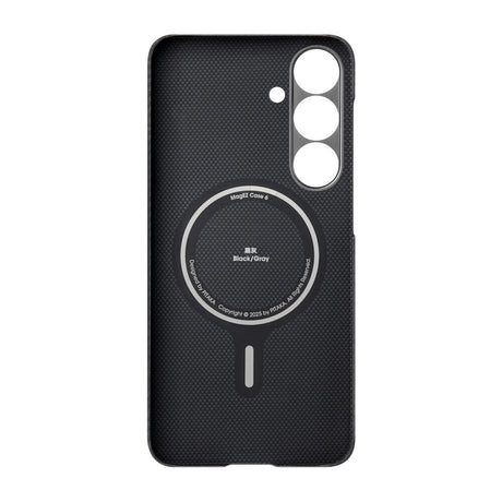 Galaxy S25 Plus Kılıf M-safe Şarj Özellikli 600D Aramid Fiber Pitaka Ultra-Slim Classic Serisi Black-Grey Twill Kapak