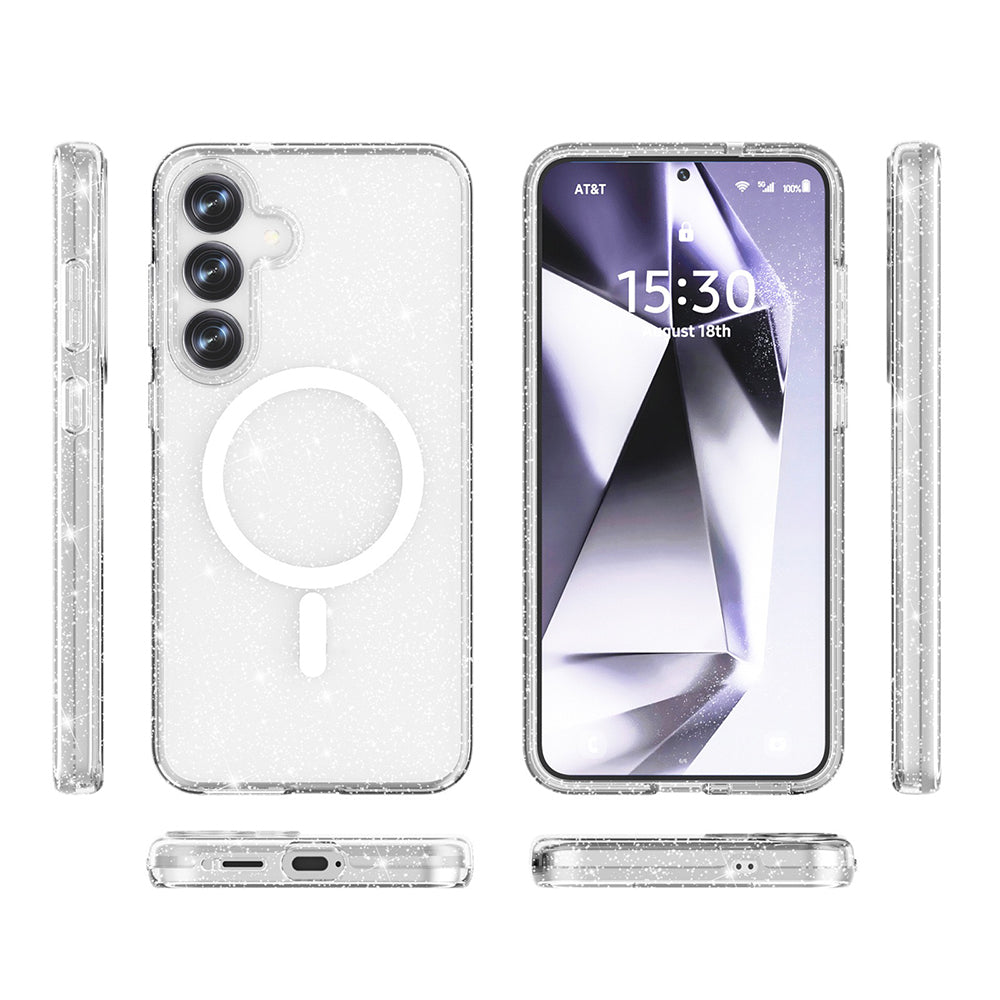 Galaxy S25 Plus Kılıf M-safe Şarj Özellikli Parlayan Simli Saydam Renkli Zore Allstar Kapak