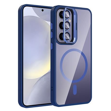 Galaxy S25 Plus Kılıf Standlı ve Kamera Lens Hediyeli M-Safe Şarj Özellikli Zore Etro Kapak