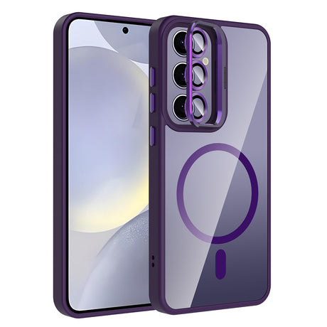 Galaxy S25 Plus Kılıf Standlı ve Kamera Lens Hediyeli M-Safe Şarj Özellikli Zore Etro Kapak
