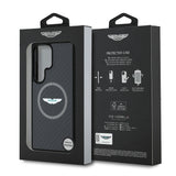 Galaxy S25 Ultra Kılıf Aston Martin Orjinal Lisanslı M-safe Şarj Özellikli Radyal Halka ve Karbon Fiber Tasarımlı Kapak