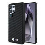 Galaxy S25 Ultra Kılıf BMW Orjinal Lisanslı M-safe Şarj Özellikli Karbon Fiber Tasarımlı ve Metal Logolu PU Deri Kapak