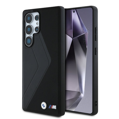 Galaxy S25 Ultra Kılıf BMW Orjinal Lisanslı M-safe Şarj Özellikli M Logolu Oversize Çizgili PU Deri Kapak