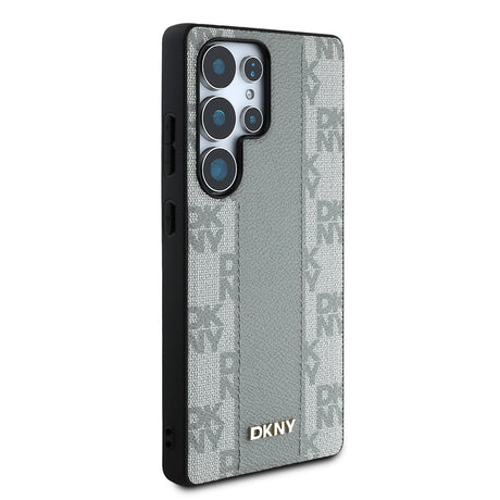 Galaxy S25 Ultra Kılıf DKNY Orjinal Lisanslı M-safe Şarj Özellikli 3D Yazılı Checkered Pattern Kapak