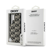 Galaxy S25 Ultra Kılıf DKNY Orjinal Lisanslı M-safe Şarj Özellikli 3D Yazılı Grid Pattern Kapak
