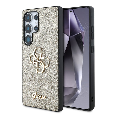 Galaxy S25 Ultra Kılıf Guess Orjinal Lisanslı 4G Büyük Metal Logolu Glitter Kapak