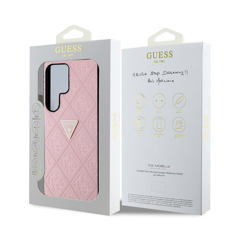 Galaxy S25 Ultra Kılıf Guess Orjinal Lisanslı 4G Desenli Sıcak Damgalı Üçgen Logolu Kapak