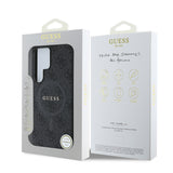 Galaxy S25 Ultra Kılıf Guess Orjinal Lisanslı M-safe Şarj Özellikli PU Halkalı 4G Desenli Yazı Logolu Kapak