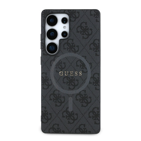 Galaxy S25 Ultra Kılıf Guess Orjinal Lisanslı M-safe Şarj Özellikli PU Halkalı 4G Desenli Yazı Logolu Kapak