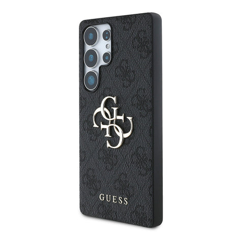 Galaxy S25 Ultra Kılıf Guess Orjinal Lisanslı PU Deri 4G Desenli Metal Büyük 4G ve Yazı Logolu Kapak