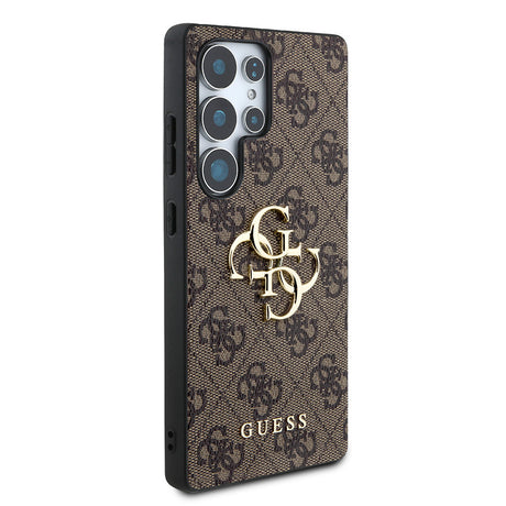 Galaxy S25 Ultra Kılıf Guess Orjinal Lisanslı PU Deri 4G Desenli Metal Büyük 4G ve Yazı Logolu Kapak