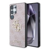 Galaxy S25 Ultra Kılıf Guess Orjinal Lisanslı PU Deri 4G Desenli Metal Büyük 4G ve Yazı Logolu Kapak