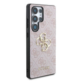 Galaxy S25 Ultra Kılıf Guess Orjinal Lisanslı PU Deri 4G Desenli Metal Büyük 4G ve Yazı Logolu Kapak
