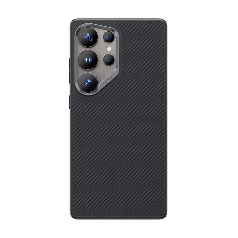 Galaxy S25 Ultra Kılıf Karbon Fiber M-safe Şarj Özellikli Benks Hybrid ArmorPro 600D Kevlar Kapak