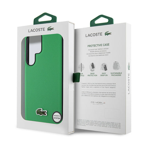 Galaxy S25 Ultra Kılıf Lacoste Orjinal Lisanslı PU Pike Desenli Arka Yüzey İkonik Timsah Dokuma Logolu Kapak