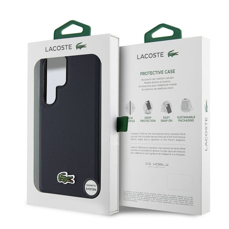 Galaxy S25 Ultra Kılıf Lacoste Orjinal Lisanslı PU Pike Desenli Arka Yüzey İkonik Timsah Dokuma Logolu Kapak