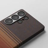 Galaxy S25 Ultra Kılıf M-safe Şarj Özellikli Aramid Fiber Pitaka Tactile Woven Sunset-Moonrise Serisi Kapak
