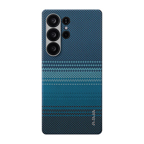 Galaxy S25 Ultra Kılıf M-safe Şarj Özellikli Aramid Fiber Pitaka Tactile Woven Sunset-Moonrise Serisi Kapak