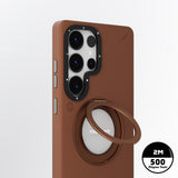 Galaxy S25 Ultra Kılıf M-safe Şarj Özellikli 360° Standlı Basit Mat Deri Desenli Youngkit Tech Leather Serisi Kapak