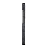 Galaxy S25 Ultra Kılıf M-safe Şarj Özellikli 600D Aramid Fiber Pitaka Ultra-Slim Classic Serisi Black-Grey Twill Kapak
