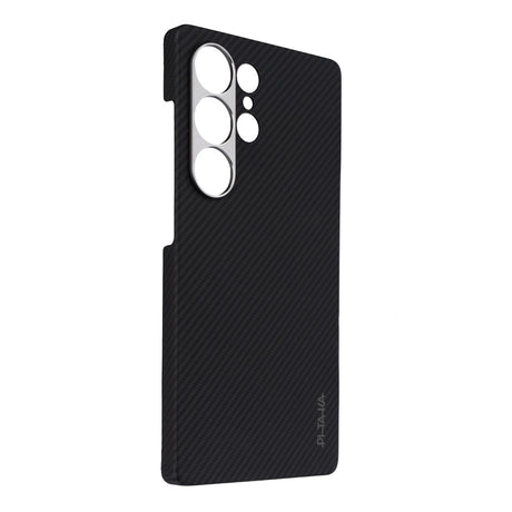 Galaxy S25 Ultra Kılıf M-safe Şarj Özellikli 600D Aramid Fiber Pitaka Ultra-Slim Classic Serisi Black-Grey Twill Kapak