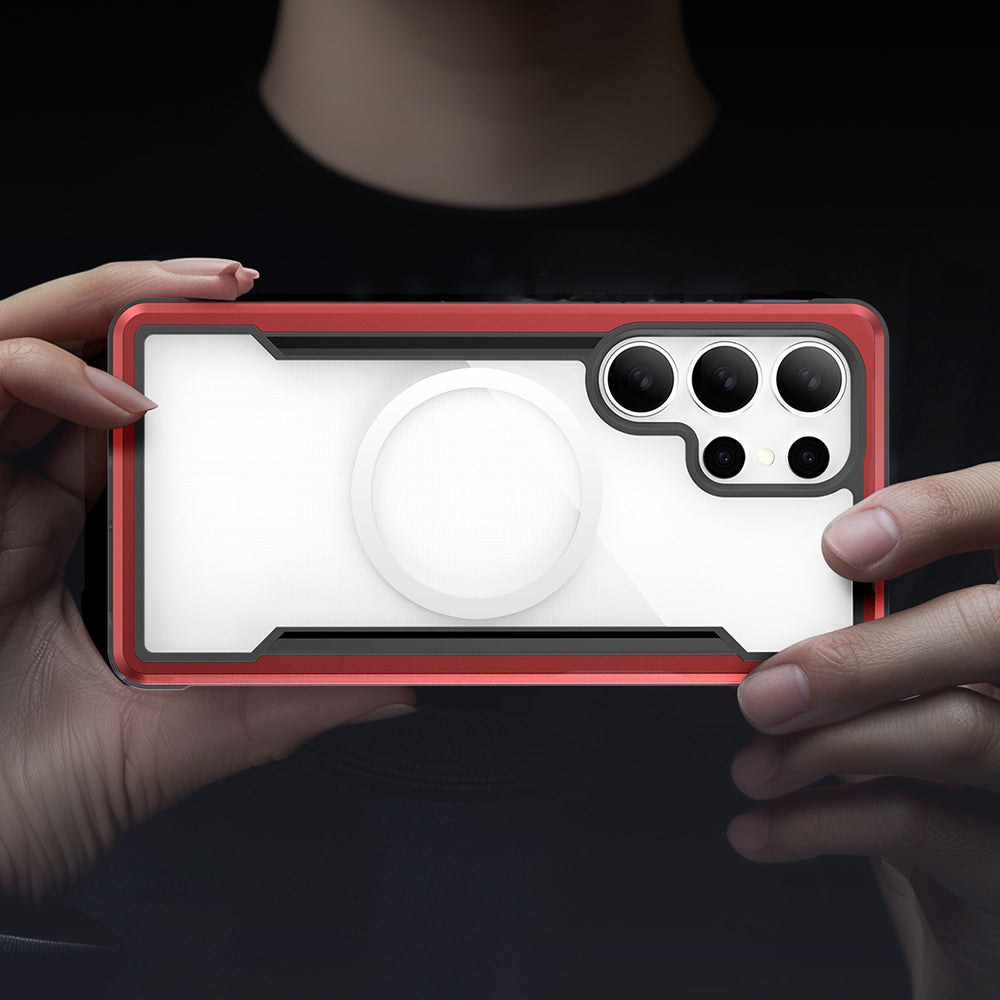 Galaxy S25 Ultra Kılıf M-safe Şarj Özellikli Airbagli Raptic Shield Serisi Şeffaf Arka Yüzey Kapak