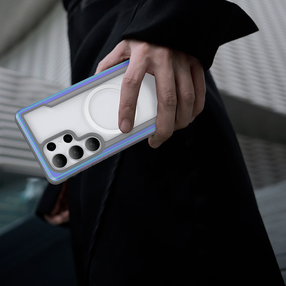 Galaxy S25 Ultra Kılıf M-safe Şarj Özellikli Airbagli Raptic Shield Serisi Şeffaf Arka Yüzey Kapak