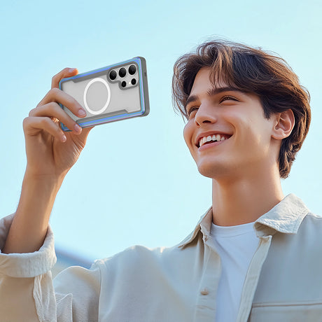 Galaxy S25 Ultra Kılıf M-safe Şarj Özellikli Airbagli Raptic Shield Serisi Şeffaf Arka Yüzey Kapak