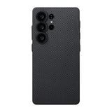 Galaxy S25 Ultra Kılıf M-safe Şarj Özellikli Aramid Fiber 3 Fonksiyon Butonlu Pitaka PinButton Serisi Kapak