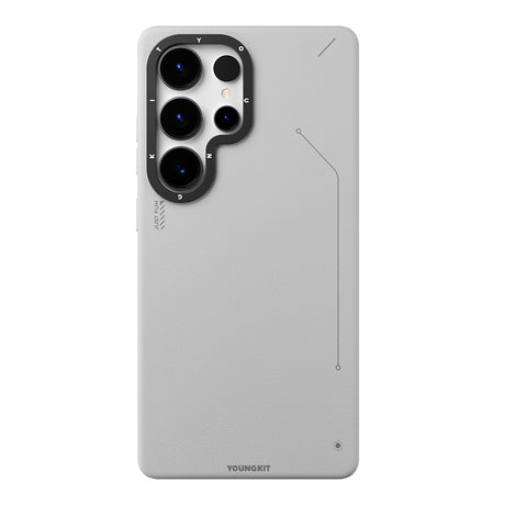 Galaxy S25 Ultra Kılıf M-safe Şarj Özellikli Basit Mat Deri Desenli Youngkit Tech Fashion Serisi Kapak