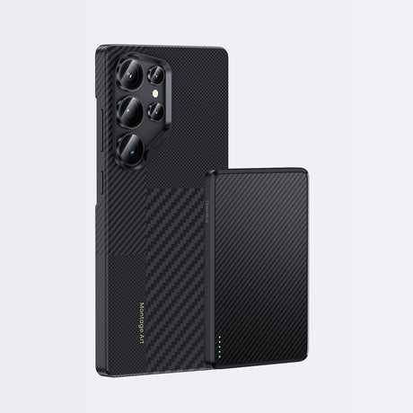Galaxy S25 Ultra Kılıf M-safe Şarj Özellikli Karbon Fiber Benks Montage Hybrid ArmorPro Kevlar Kapak
