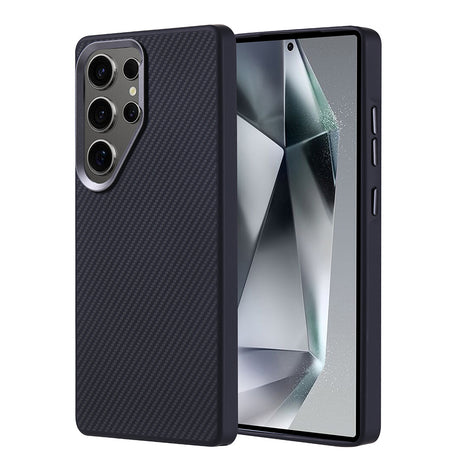 Galaxy S25 Ultra Kılıf M-safe Şarj Özellikli Karbon Fiber Görünümlü Zore Troy Kapak