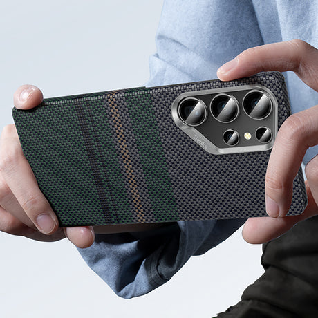 Galaxy S25 Ultra Kılıf M-safe Şarj Özellikli Karbon Fiber Tasarımlı Benks Aurora ArmorAir Kevlar Kapak