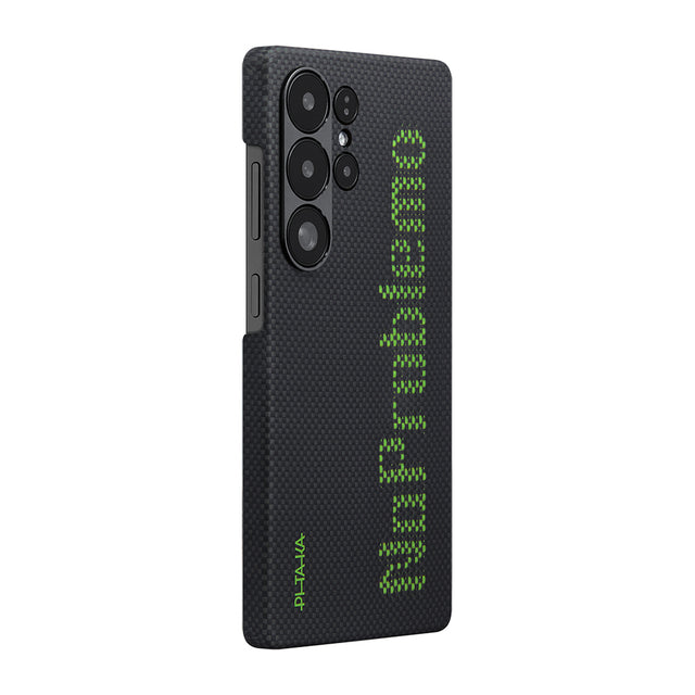 Galaxy S25 Ultra Kılıf M-safe Şarj Özellikli Lumintex Teknolojili Fosforlu Aramid Fiber Pitaka Tactile Woven Aries Serisi Kapak