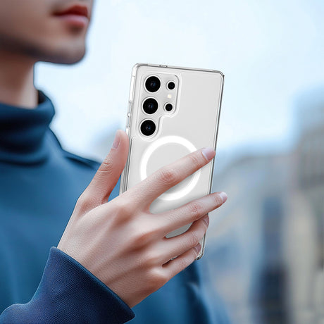 Galaxy S25 Ultra Kılıf M-safe Şarj Özellikli Raptic Crystal M-safe Serisi Şeffaf Kapak